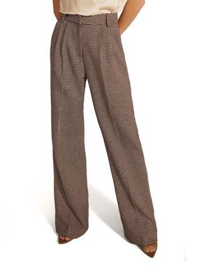 Favorite Daughter Favorite Pants Houndstooth Plaid Pleated Stretch Knit